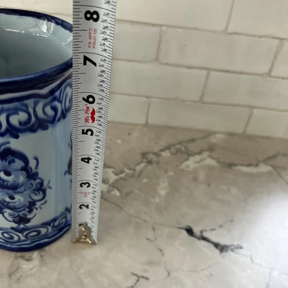 Made in Portugal Blue Floral Vase‎ or Utensil holder
